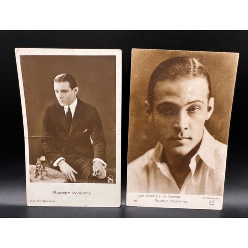 2 Unused 1920s Rudolph Valentino Post Cards The Sheik, Blood and Sand, The Eagle